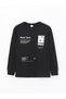 Lcw Kids New Black Crew Neck Printed Long Sleeve Boys' T-Shirt (S4)