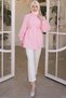 Women's Striped Shirt with Rope Detailed Waist 2093-1 Pink
