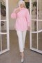 Women's Striped Shirt with Rope Detailed Waist 2093-1 Pink - 4