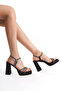 Lami̇n Model Black Evening Dress Heelled Shoes - 5