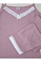 Women's Rope Strap Collar and Cuffed Lace-Up Powder Ribbed Camisole Pajama Set - 4