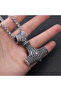 Thor Mjollnir & Vegvisir & Triquetra Engraved 316L Steel Necklace - 2