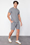 Gray Regular Fit Waffle Knitted Shorts Pajamas Set TMNSS23PT00036 - 2