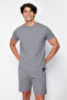 Gray Regular Fit Waffle Knitted Shorts Pajamas Set TMNSS23PT00036 - 3