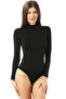 Lycra Women's Body - Stand Collar, Long Sleeve, Snap Fastener| Özkan 0614