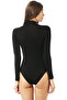 Lycra Women's Body - Stand Collar, Long Sleeve, Snap Fastener| Özkan 0614 - 2