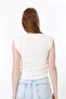 Side drawstring crew neck sleeveless blouse, Flaming Ribbed Camisole Fabric -cotton-likra - 6