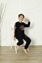 Long Sleeve Crew Neck Black Color Men's Pajama Set - 2