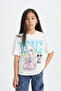 Girl's Oversize Fit Crew Neck Back Printed Short Sleeve T-Shirt - 3