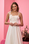 White Three-dimensional Lace Detailed Light Satin Wedding Dress and Wedding Dress - 5