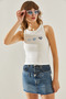 Women's Thin Strap Heart Embroidered Combed Cotton Blouse 60251200 - 3