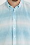 Linen Turquoise White Striped Slim Fit Long Sleeve Shirt - 2