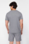 Gray Regular Fit Waffle Knitted Shorts Pajamas Set TMNSS23PT00036 - 6