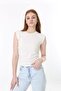 Side drawstring crew neck sleeveless blouse, Flaming Ribbed Camisole Fabric -cotton-likra