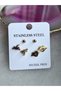 316L Real Steel Gold Yellow Color 3-Piece Earrings Heartbeat Butterfly Ball Earrings Stainless Tarnish - 3