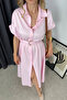 Powder Pink Belted Shirt Dress - 2