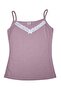 Women's Rope Strap Collar and Cuffed Lace-Up Powder Ribbed Camisole Pajama Set - 3