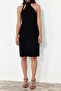 Siyah Düz Bodycone Mini Triko Elbise TWOSS24EL00854 - 4