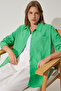 Women's Green Oversize Linen Ayrobin Shirt DD01222