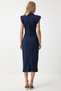 Women's Navy Blue Stylish Brooched Gathered Wrap Knitted Dress De00029 - 6