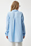 Women's Sky Blue Oversize Long Linen Ayrobin Shirt To00141 - 5
