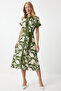 Women's Green Floral Summer Thin Viscose Dress DD01311 - 5