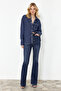 Koyu Mavi More Sustainable %100 Tencel™ Oversize Denim Gömlek TWOSS24GO00141 - 2