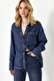Koyu Mavi More Sustainable %100 Tencel™ Oversize Denim Gömlek TWOSS24GO00141 - 3