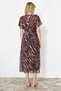 Dark Brown Animal Patterned A-Line Chiffon Maxi Woven Dress Twoss24El00812 - 6