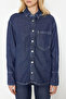 Koyu Mavi More Sustainable %100 Tencel™ Oversize Denim Gömlek TWOSS24GO00141 - 5