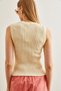 Women's Ecru Gold Roba Sheer Ribbed Knitwear Blouse Blz- 19002645 - 5