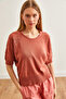 Women's Tile Sleeve Openwork Bat Knitwear Blouse Blz- 19002648
