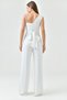 Women's White Evening Dress Jumpsuit with Stone Straps, Padded Chest, Sashes on the Back, Wide Leg 1454 - 4