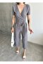 Double Breasted Collar Wrap Jumpsuit