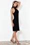 Siyah Düz Bodycone Mini Triko Elbise TWOSS24EL00854 - 3