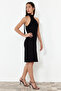 Siyah Düz Bodycone Mini Triko Elbise TWOSS24EL00854 - 2