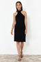 Siyah Düz Bodycone Mini Triko Elbise TWOSS24EL00854