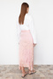 Dusty Rose Pleated Satin Woven Skirt TCTSS24EE00018 - 6