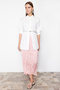 Dusty Rose Pleated Satin Woven Skirt TCTSS24EE00018
