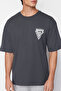 Anthracite Oversize/Wide Cut City Printed 100% Cotton T-Shirt Tmnss20Ts1102 - 5
