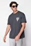 Anthracite Oversize/Wide Cut City Printed 100% Cotton T-Shirt Tmnss20Ts1102 - 3