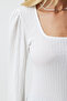 Women's White Square Collar Textured Knitted Blouse DD01111 - 4