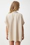 Women's Beige Guipure Lace Pocket Linen Ayrobin Shirt Tp00044 - 6