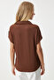 Women's Brown Pocketed Comfortable Knitted Shirt Dd01325 - 5