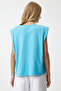 Women's Vibrant Blue Padded Sleeveless Knitted T-Shirt Hy00015 - 6