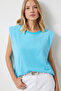 Women's Vibrant Blue Padded Sleeveless Knitted T-Shirt Hy00015