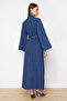 Koyu Mavi Kuşaklı Maxi Modest Denim Gömlek Elbise TWOSS24EL00923 - 6