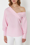 Pink Boat Neck Woven Blouse TWOSS24BZ00553 - 5