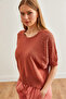 Women's Tile Sleeve Openwork Bat Knitwear Blouse Blz- 19002648 - 2