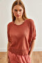 Women's Tile Sleeve Openwork Bat Knitwear Blouse Blz- 19002648 - 3